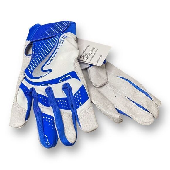 Nike Hyperdiamond Select Batting Gloves Softball White/Blue size Large New - Picture 2 of 6